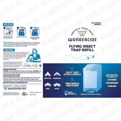 Wondercide - Flying Insect Fly Light Trap Cartridge Refills - No Device - Indoor Bug Catcher for