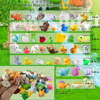 45-Piece Mini Resin Animals, 45 Styles Resin Animals Variety Pack for Dollhouse Fairy Garden