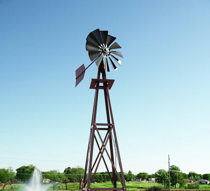 Outdoor Water Solutions Decorative Backyard Windmill – Bronze Finish – Durable Weather-Resistant