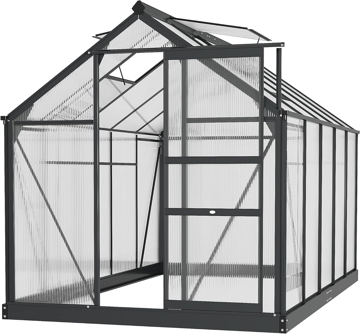Outsunny 6' x 10' Greenhouse for Outdoors, Polycarbonate Greenhouse with Rain Gutter and Roof Vent