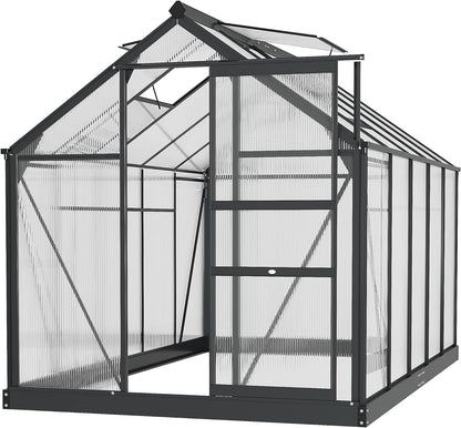 Outsunny 6' x 10' Greenhouse for Outdoors, Polycarbonate Greenhouse with Rain Gutter and Roof Vent