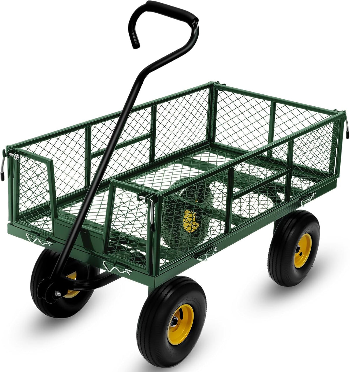 Steel Garden Cart, 2-in-1 Heavy Duty Utility Wagon 900 LBS Capacity Carts with Removable Mesh Sides