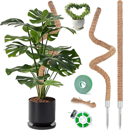 2 Pack Moss Pole, 28 Inch Monstera Plant Support, Moss Poles for Climbing Indoor Plants, Handmade
