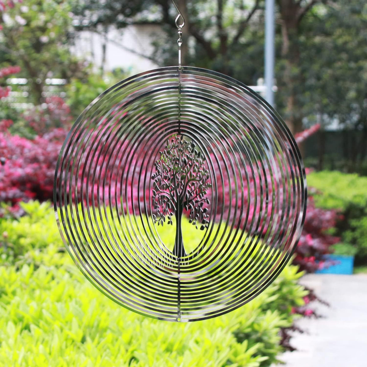 SPRING SONG Tree of Life 3D Wind Spinner for Yard and Garden Mirrored Stainless Steel Spinner