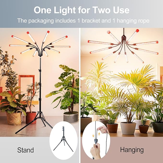 Gamechanger! 90W, NOT 24W, Bright Beyond Your Imagination, 10Head Stand Grow Lights for Indoor