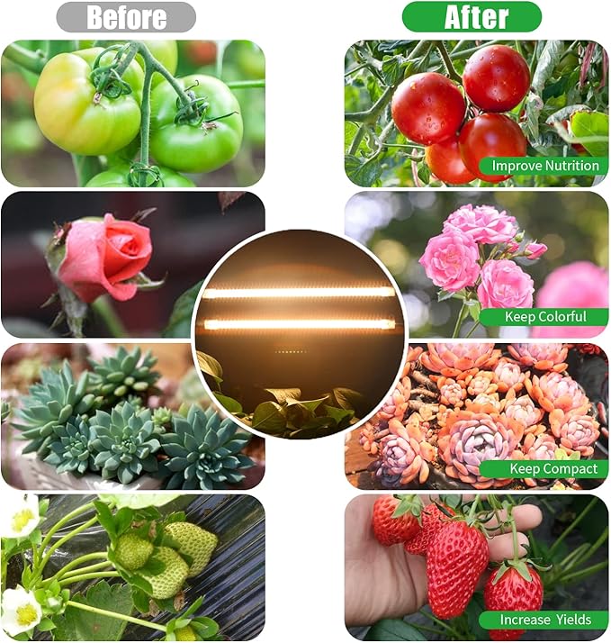 Two Strip Growing Lamp 2-Pack for Indoor Plants, 3500K Full Spectrum LED Grow Light Strips with