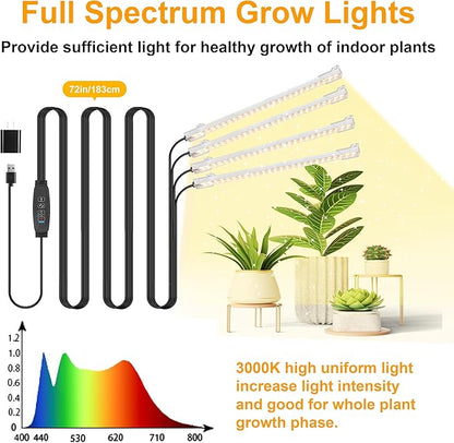 8.6'' LED Plant Growing Light Strips, Full Spectrum 3500K Grow Light for Indoor Plants with 3/9/12H