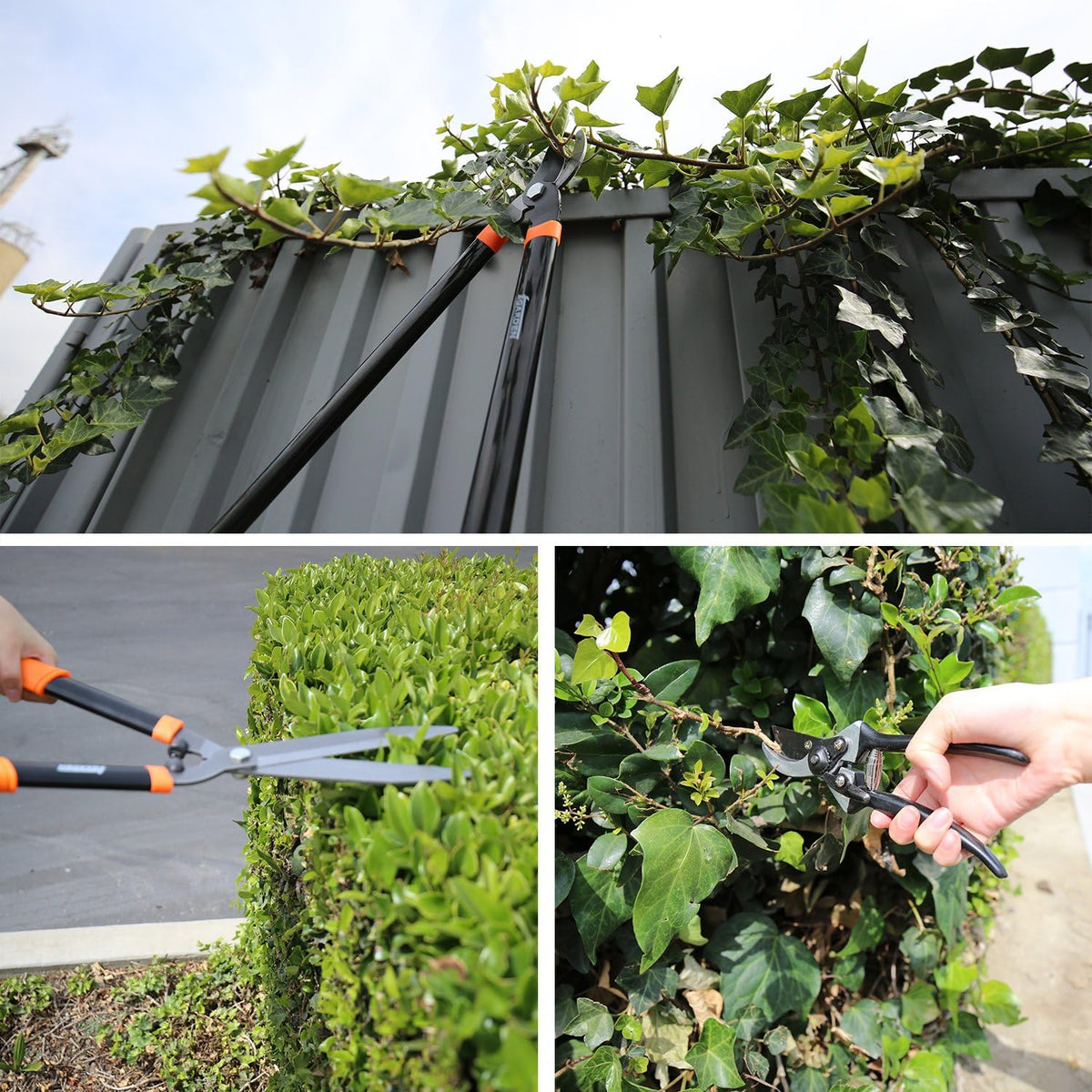 E&K Sunrise Set of 3 Pieces Garden Tree Tools for Lawn & Garden Care Garden Kit with Lopper, Hedge