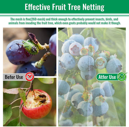 Mckanti 8.2 x 6.6 ft Fruit Tree Netting with Zipper and Drawstring for Garden, Bird Netting Covers