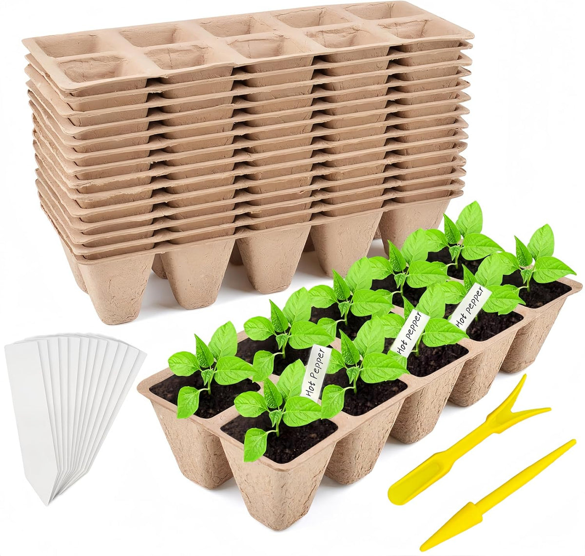 240 Cells Peat Pots Seed Starter Tray 24 Packs Biodegradable Seedling Pots Germination Trays Peat
