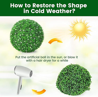 Goplus 2 PCS 19.5 Inch Artificial Plant Topiary Ball, Round Holly Faux Boxwood Balls Outdoor with