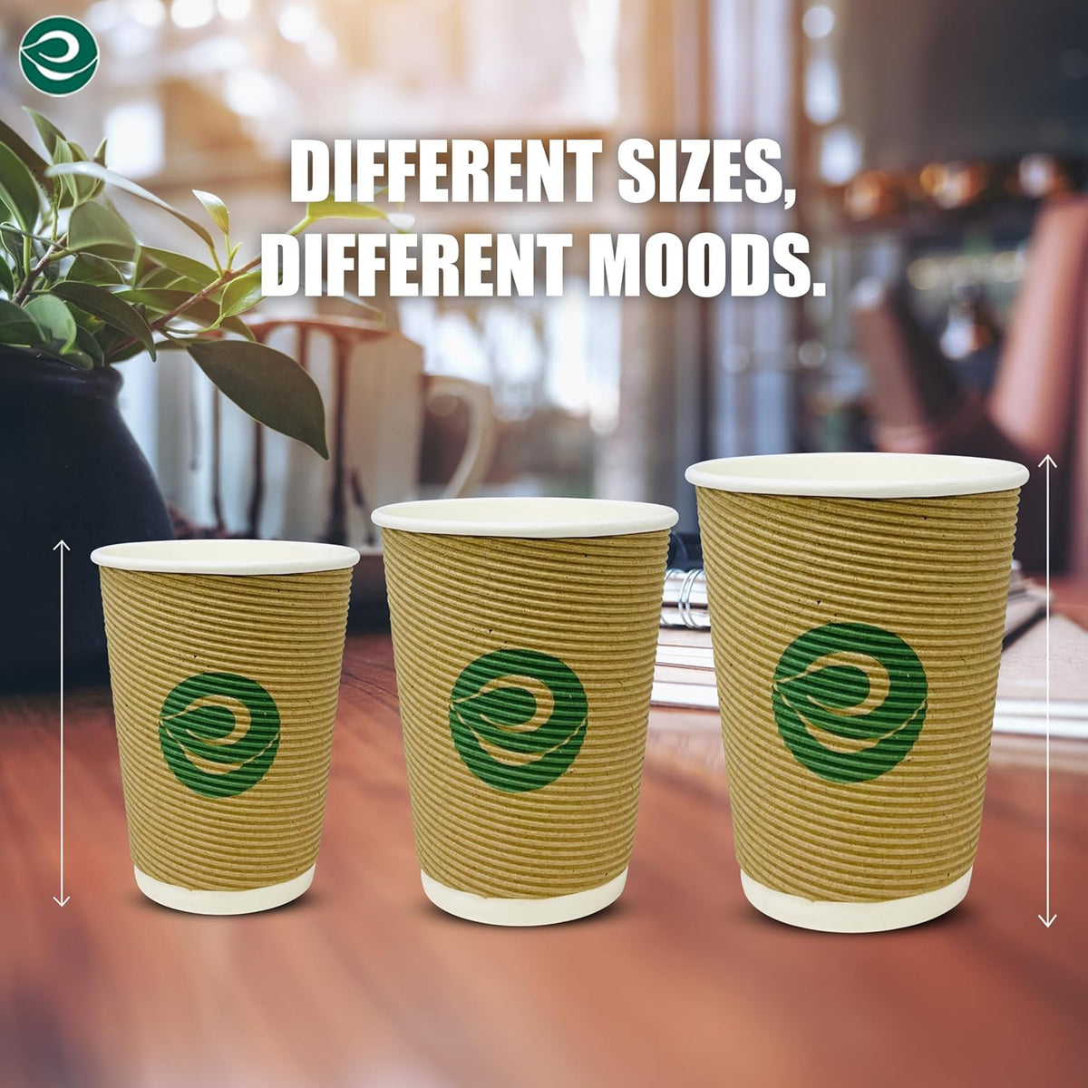 ECO SOUL 12oz Compostable Ripple Cups (50 Pack) – Biodegradable Paper Cups, Non-Toxic Disposable