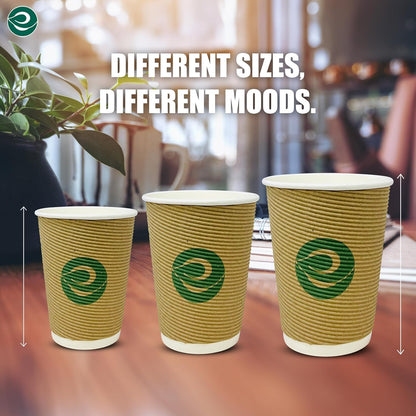 ECO SOUL 12oz Compostable Ripple Cups (50 Pack) – Biodegradable Paper Cups, Non-Toxic Disposable