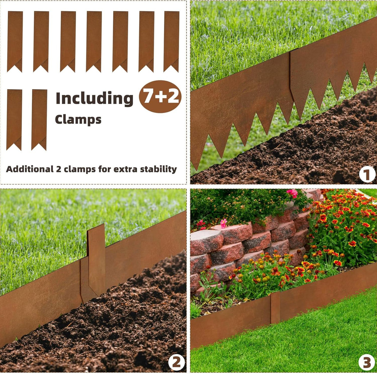 Weathering Steel Edging 6 Pack, 40" L x 6" H Depth Corten Steel Landscape Edging Kit Rust Patina