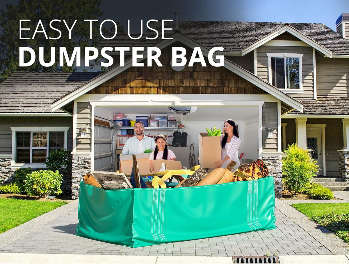 Skywin Dumpster Bag, 2 Pack Foldable and Reusable Trash Bag for Waste Management, Multiple Times