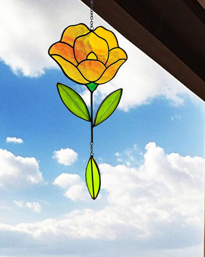 Flower Suncatchers, Stained Glass Window Hangings, Garden Suncatchers for Window and Wall Decor