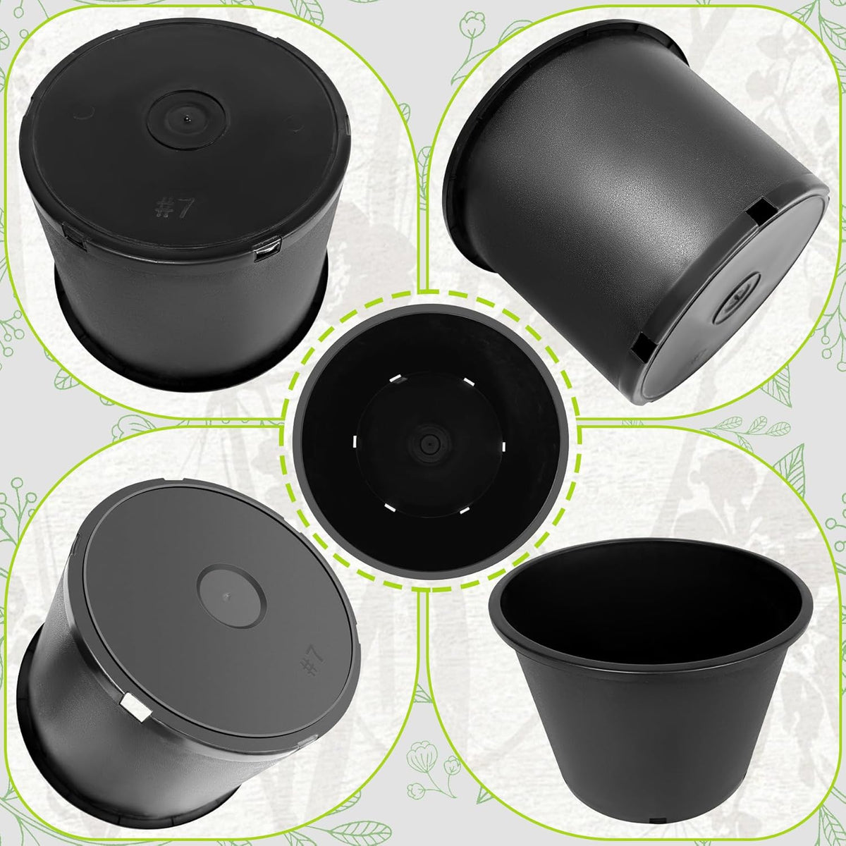 7 Gallon Nursery Pots Plastic Container Injection Molded Pot for Plants Flexible with Drainage