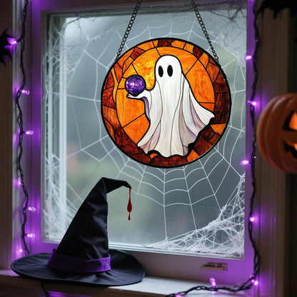 Stained Glass Window Hanging - Halloween Decorations Ghosts Vampire Suncatcher for Doors Garden