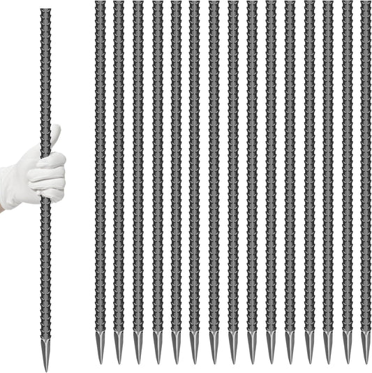 16 Pieces 24-Inch Garden Ground Stakes Galvanized Steel Rebar Stake - Heavy Duty Anchors for Tents