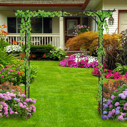 OUSHENG 7FT Garden Arch Arbor, Steel Frame Stand Trellis for Climbing Plants, Outdoor Archway Gate