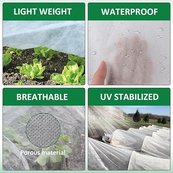 Plant Covers Freeze Protection, 10ft x 30ft 1.41oz/yd² White Frost Cloth Plant Blankets with 20