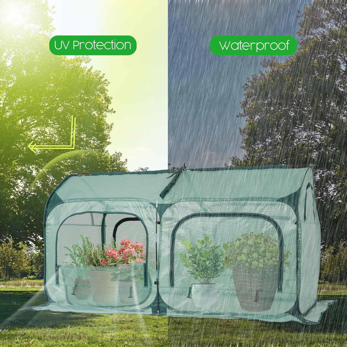 Pop up Greenhouse Tent Cover Tunnel Plant House,Large Gardening Flower Sunshine Room with Mesh
