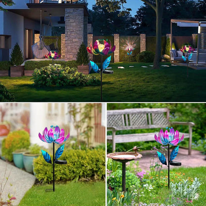 Outdoor Garden Decor Solar Spinners Lights - Metal Wind Spinner Solar Lights for Yard, Patio