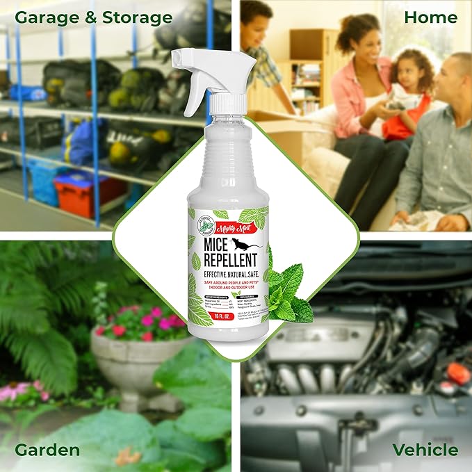 Mighty Mint Peppermint Oil Mouse Repellent Spray – Natural Indoor & Outdoor Control for Mice and
