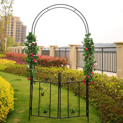 Steel Garden Arch, 7'6" High x 3'9" Wide, Garden Arbor for Various Climbing Plant, Outdoor Garden