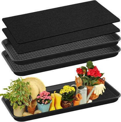 Vesici 2 Set/4 Pcs Large Self-Watering Plant Trays (30"x15") and 3mm Capillary Mat-Automatic