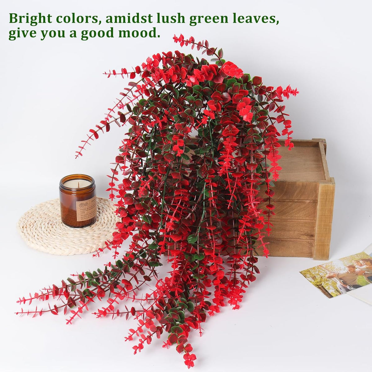 Hanging Artificial Plants Fake Vine Hanging Eucalyptus Leaf Plant Artificial UV Resistant Hanging