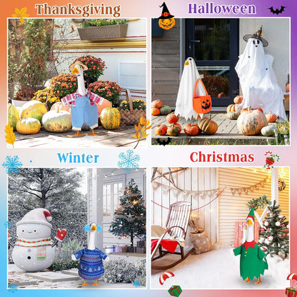 8 Set Seasonal Holiday Goose Outfits Fall Halloween Christmas Summer All Seasons Lawn Porch Goose