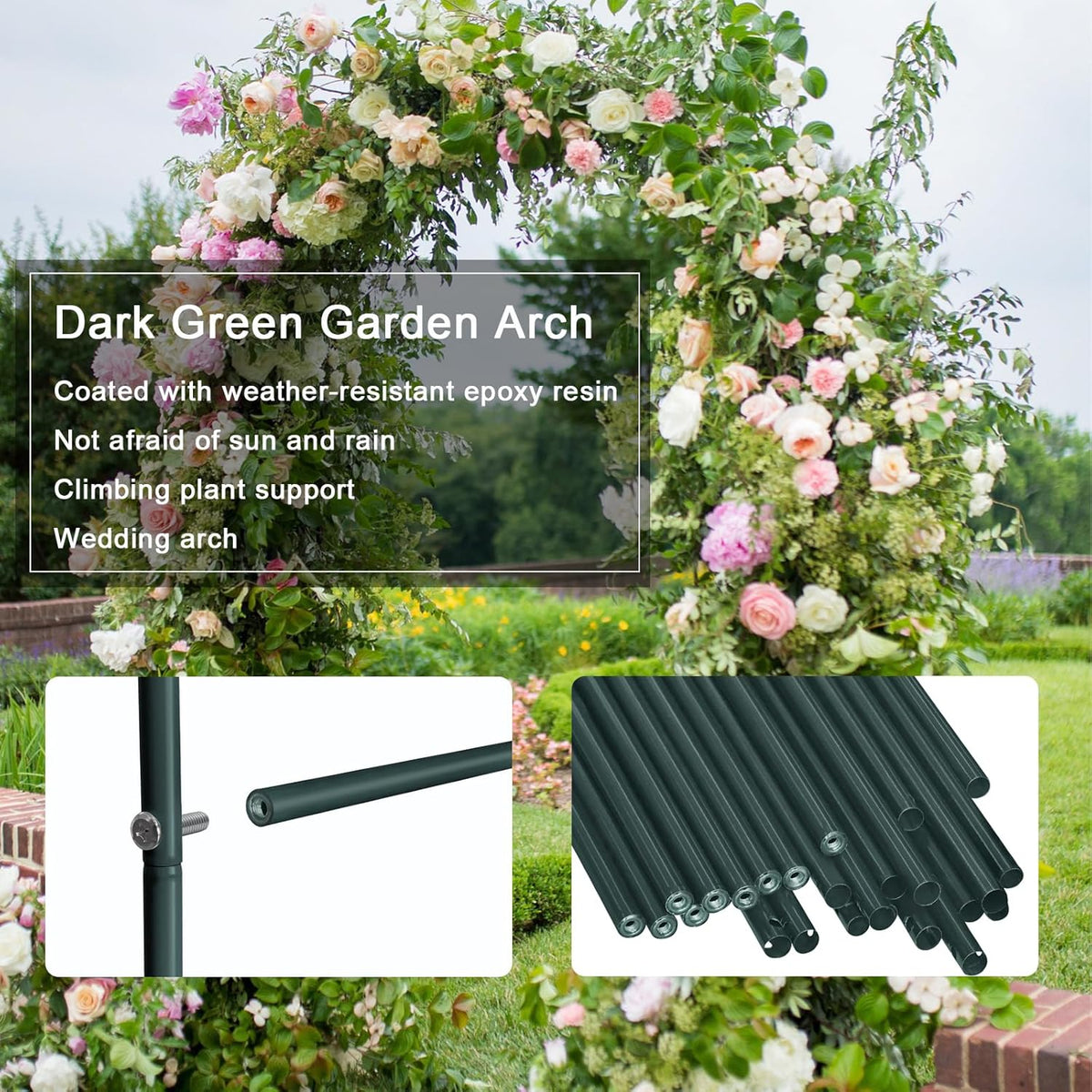 Metal Pergola Arbor, Outdoor Flower Garden Arch Trellis, Steel Garden Arbor for Climbing Plants