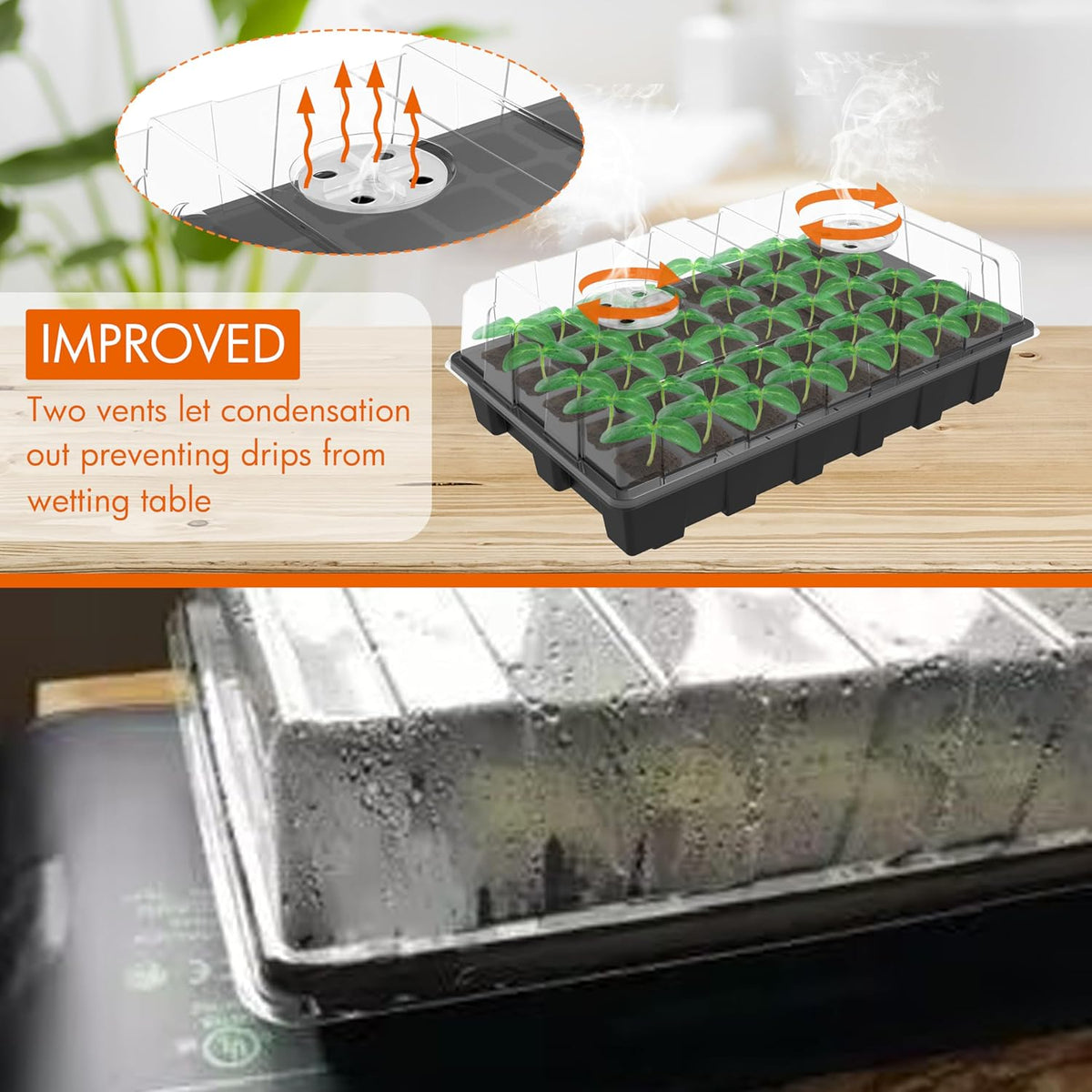 Gardzen 10-Set Garden Propagator Set, Seed Tray Kits with 400-Cell, Seed Starter Tray with Dome and