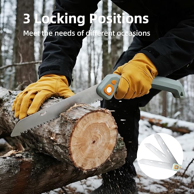 PrunePro Folding Saw Pruning Hand Saw for Wood Cutting with Triple-Cut SK5 Blade Camping Saw for