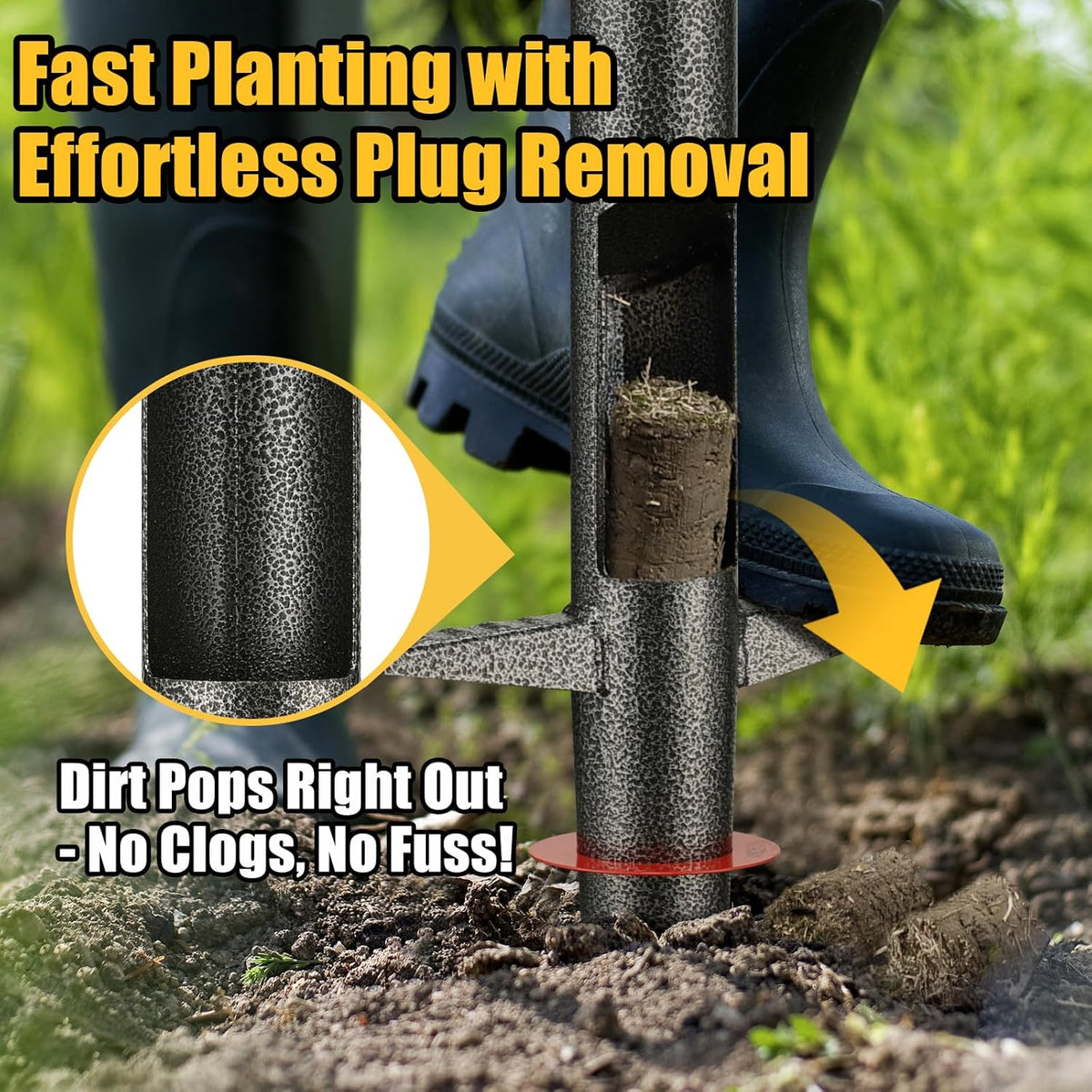 Bulb Planter Tool - 34" Long Handle Sod Plugger Lawn Digger,Auto Plug Eject,Heavy Duty Yard Garden