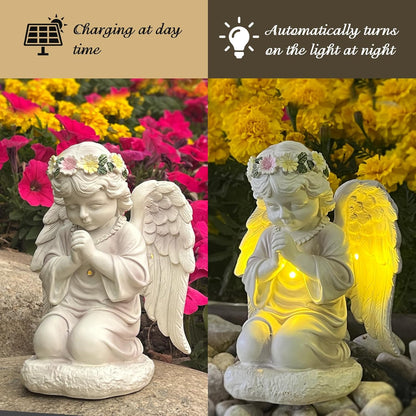 Solar Garden Outdoor Angel Statues - Outdoor Angel Sculptures Garden Decorations with Waterproof