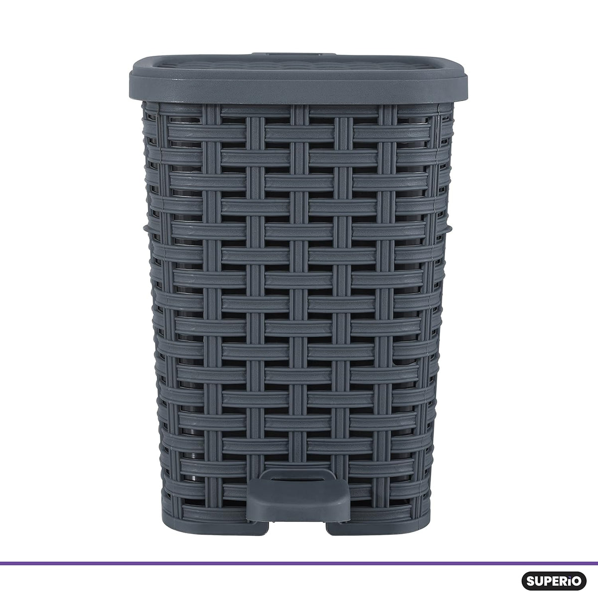 Superio Mini Trash Can with Foot Pedal Small Outdoor Garbage Can with Lid, 1.5 Gallon Plastic Waste