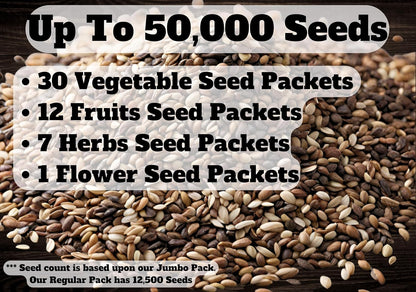 B&KM Farms 30,000+ Survival Seed Kit 5+ Year Supply. 50 Fruit & Vegetable Non-GMO Heirloom Seeds