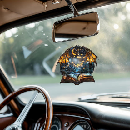 Dragon Wings Book Bookish Acrylic Suncatcher Stained Glass Effect Window Car Hanging Christmas