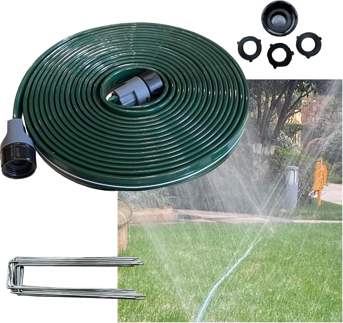 Watoo 2025 Sprinkler Hose & Soaker Hose for Yard - 25 FT Reinforced Flat Garden Hose with Holes