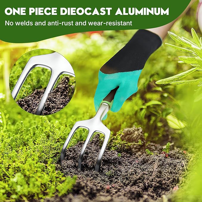 Heavy Duty Gardening Set, Featuring 9 Piece Durable Tools with Comfortable Non Slip Ergonomic