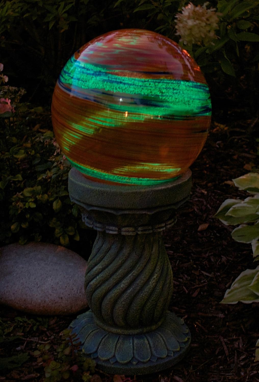 Echo Valley 8155 10-Inch Glow-in-the-Dark Illuminarie Glass Gazing Globe, Red Swirl