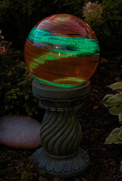Echo Valley 8155 10-Inch Glow-in-the-Dark Illuminarie Glass Gazing Globe, Red Swirl