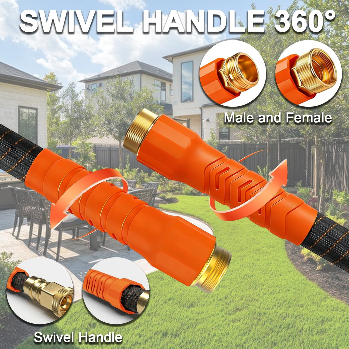 50Ft Ultra Lightweight Garden Hose, Flexible Water Hose, 10 Function Nozzle,Leak-Proof,Swivel