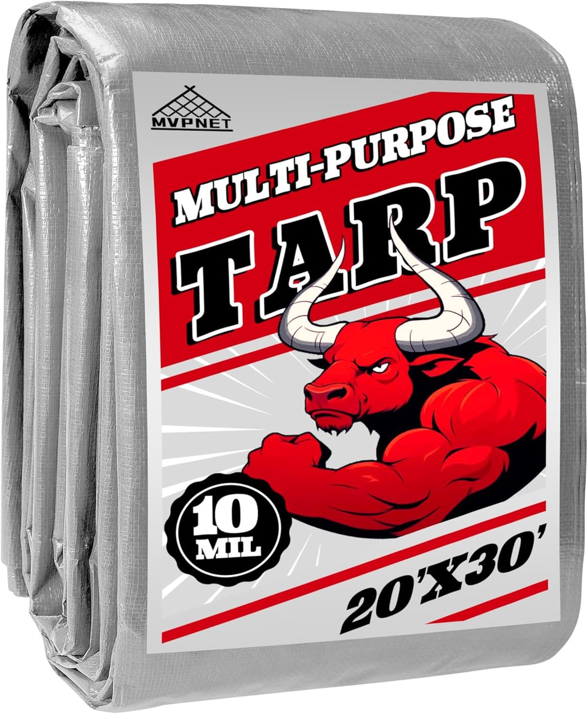 Tarp Heavy Duty 20x30ft Waterproof Tarps,10mil Uv Resistant,Multipurpose Silver/Black Tarps for