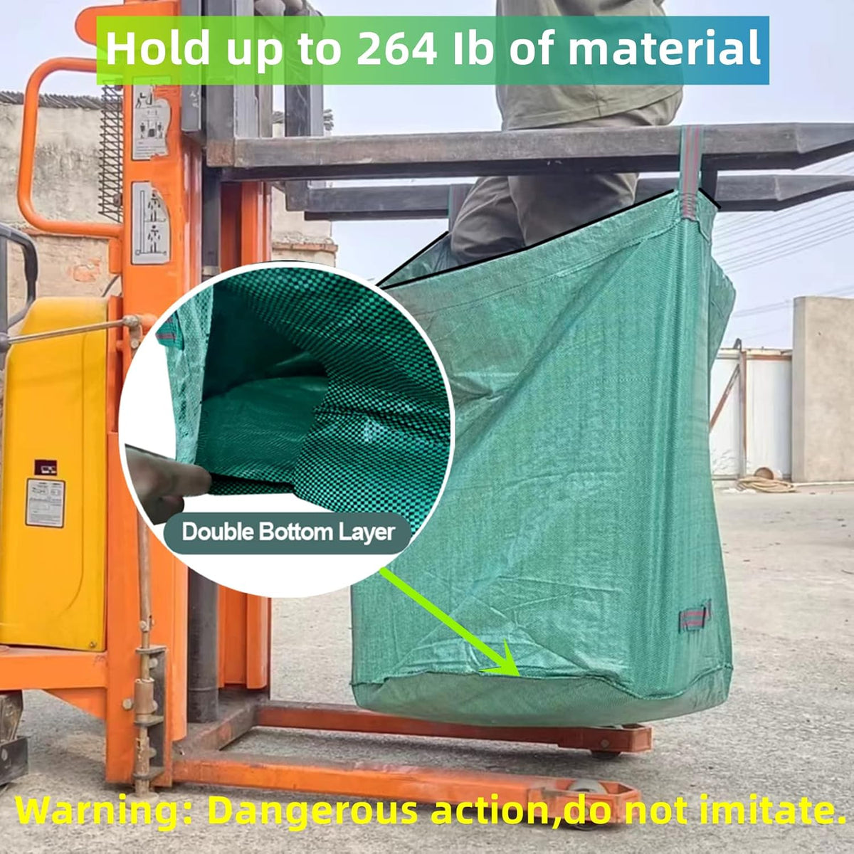 4 Pack 132 Gallons Reusable Yard Waste Bags with Double Bottom and Zipper Lid, Heavy Duty with 4