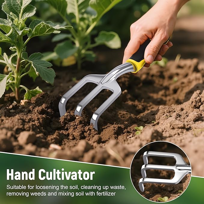 Garden Tool Set, 3 Pack Aluminum Heavy Gardening Kit Including Hand Shovel, Transplant Shovel and