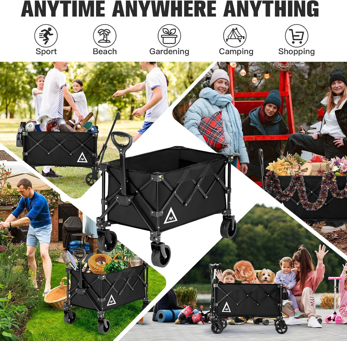 Wagon Cart Shopping Foldable Folding Collapsible with Wheels Big On Beach Garden Outdoor Grocery