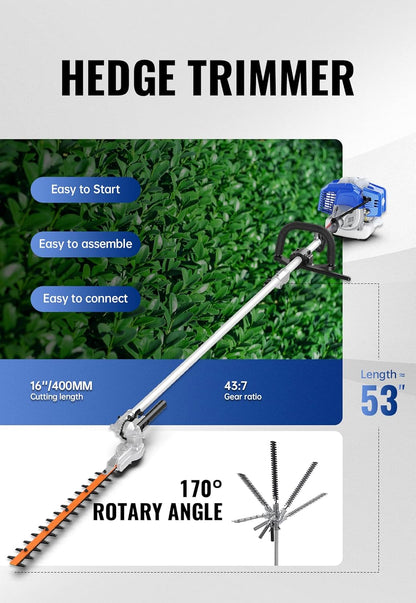 WILD BADGER POWER 26cc Weed Wacker Gas Powered, String Trimmer/Edger, Pole Saw, Hedge Trimmer and